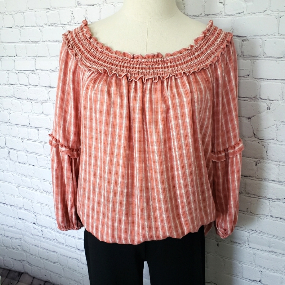 MAX EDITION Long Pouffy Sleeve Boho Peasant Smock Blouse--M